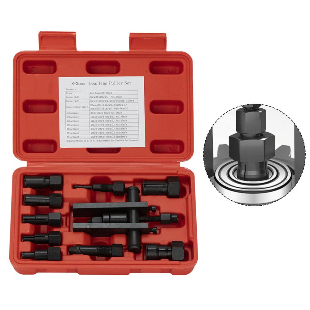 Jeu de 10 extracteurs de roulements avec mandrins de 8-25 mm pour moto, voiture, roulements aveugles industriels, outils revêtus antirouille