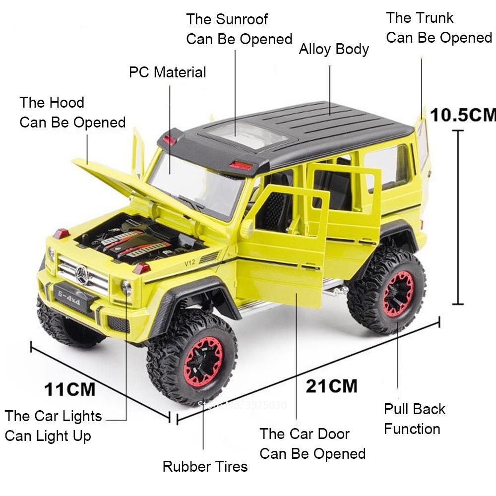 1:24 G500 G550 4x4 Alloy Diecast Toys Cars Model Wheel Pull Back SUV Rubber Tires 6 Doors Opened Off-road Vehicle for Kids Gifts