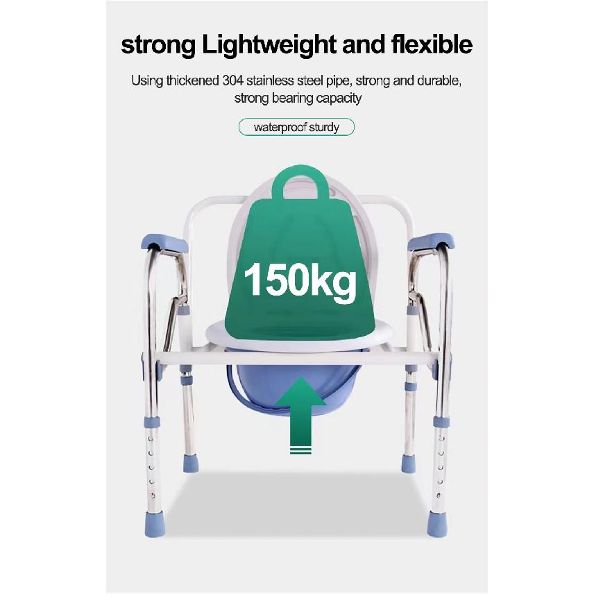 Folding Bedside Commode Chair Toilet  for  Adult Elderly Height Adjustable Toilet Stool for Pregnant Women And Disabled Bathroom Portable Toilet Bowl