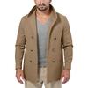Men's Mid Length Lapel Hooded Double Breasted Casual Windbreaker