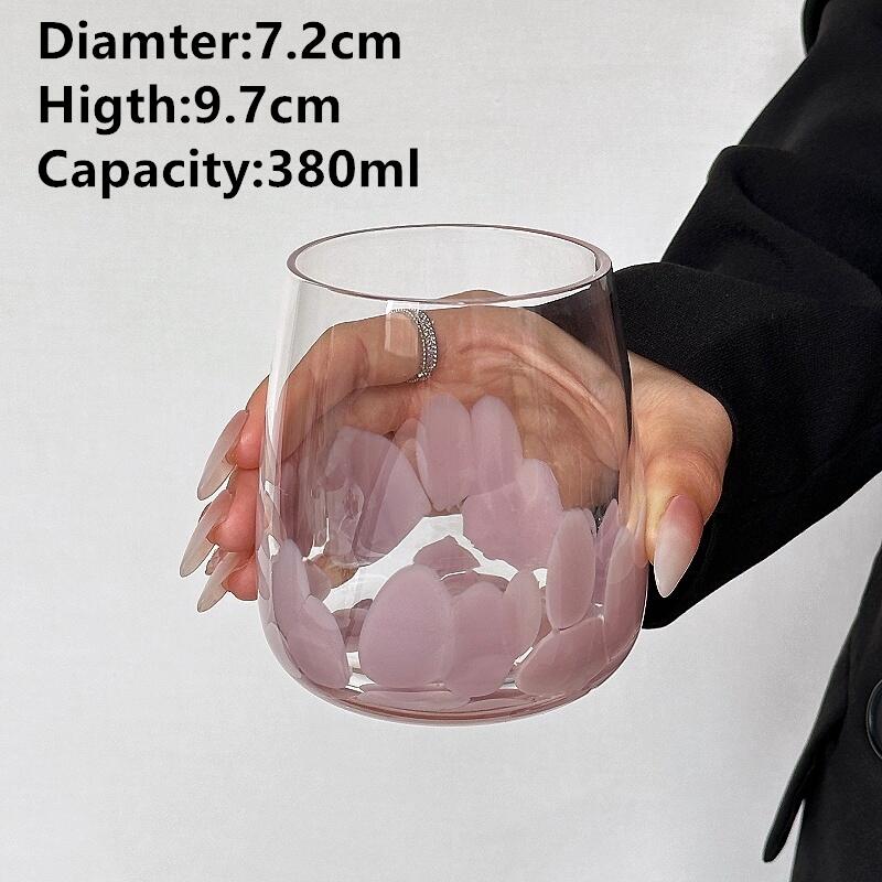 

Artistic Purple Pebble Glass Coffee Cup Creative Reverse Drink for Juice, Milk Coffee Beer Cup,Whiskey Cup 301-400ml