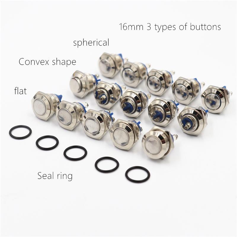 1 Stück 16 mm wasserdichte Edelstahlkugel 1 kein Sofortdruckschalter 2 Druckknopfschalter zum Anschrauben