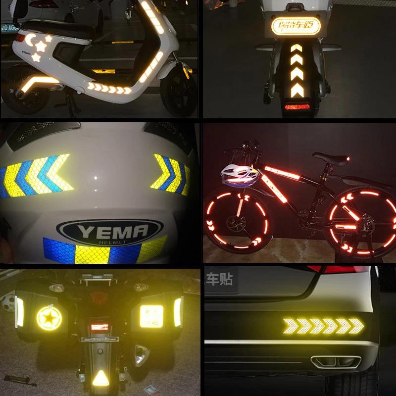High Reflective Car Safety Reflective Arrow Stickers Car Motorcycle Truck Helmet Safe Warning Markers Decals Auto Exterior Decor