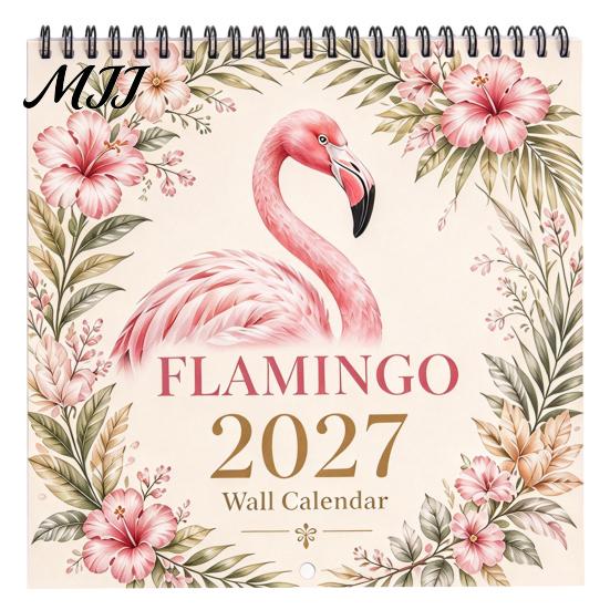 Gift for Flamingo Lovers 2027 Wall Calendar, Hanging 12 Monthly Planner with Creative Decoration Large Writable Blocks Organizing, Planning, Academic