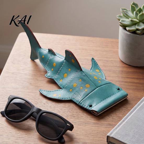 Duurzame Lensbeschermer Haaienshark Zonnebrilhoesje, Creatieve Faux Leren Etui, Brilhoesje Draagbare Brilhouders voor Kinderen Studenten,