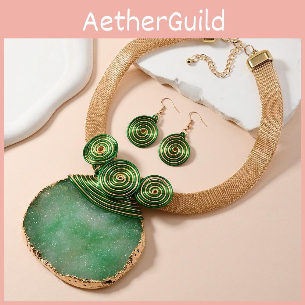 Resin With Short Necklace And Earrings Set For Trendy Fashion Looks