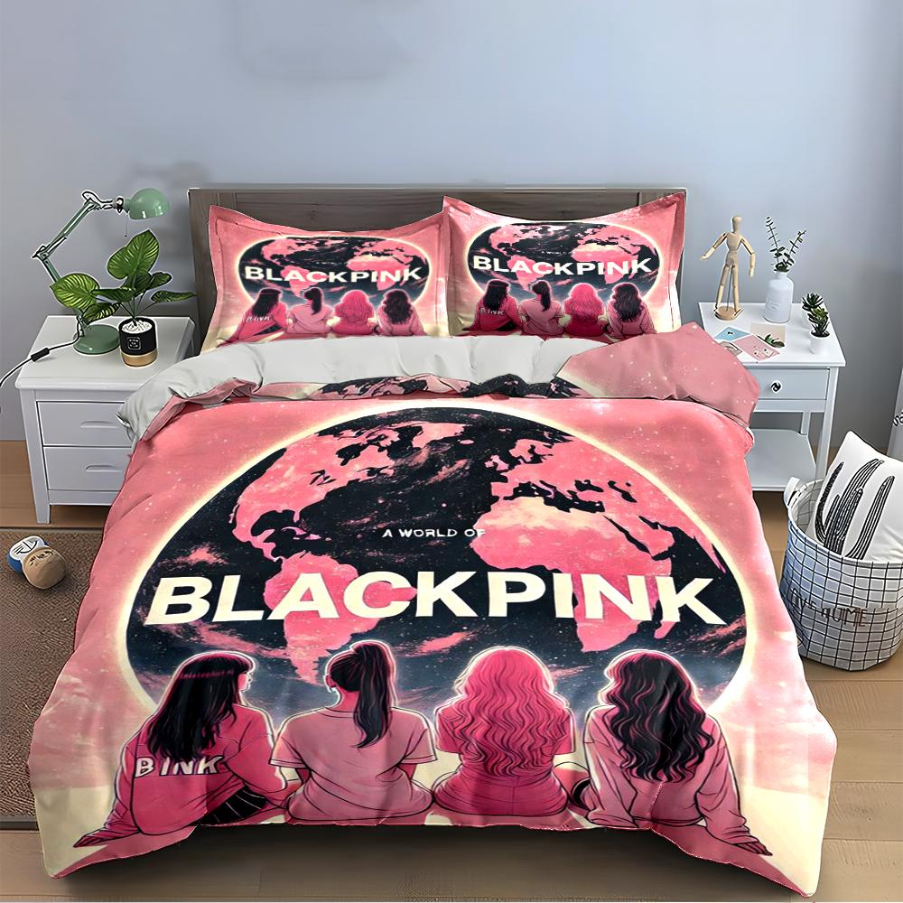Blackpink Themed Pink Bedding Set Bedding set (1 duvet cover, 2 pillowcases, duvet not included)