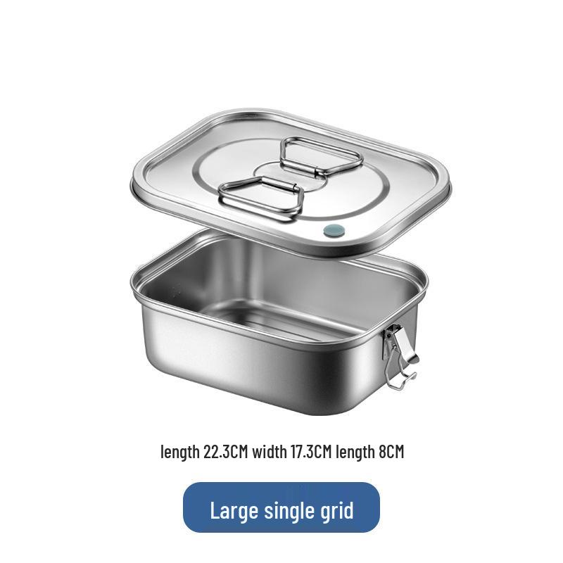 304 Stainless Steel Bento Lunch Box with Lid & Handle - Portable, Sealed Meal Container for Students & Office Workers
