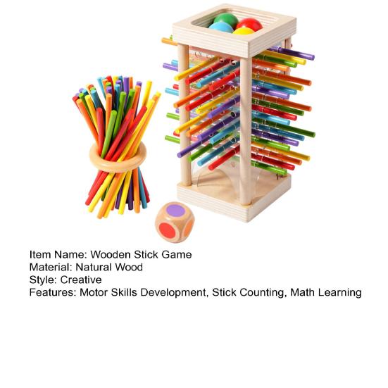 1 Set Wooden Stick Tower Dice Game Fine Motor Focus Training Colorful Stick Counting Math Educational Board Game Toddlers Boys Girls Gift