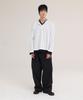 Akesi Contra Layered Henley Neck Long Sleeve_White And Black