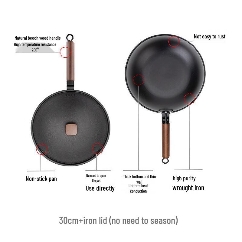 San Jia Long 32cm Japanese Wrought Iron Wok