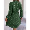 GMXIA Autumn and Winter Stylish Polka Dot Tie Waist-cinching Long-sleeved Pleated Skirt Women's Wear
