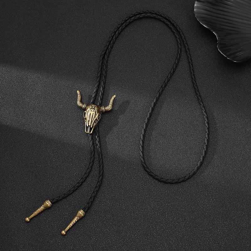 Long Leather Bull's Head Necklace Jewelry Fashion New Direct Sales Retro Men