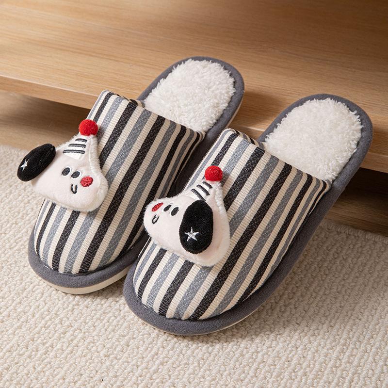 Puppy warm cotton slippers men's winter cute cartoon indoor non-slip floor slippers women's autumn and winter