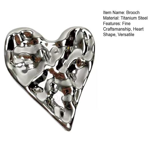 Brooch Irregular Pleated Heart Shape Sweaters Collars Hats Metal Pin Bags Coats Scarves Versatile Accessory