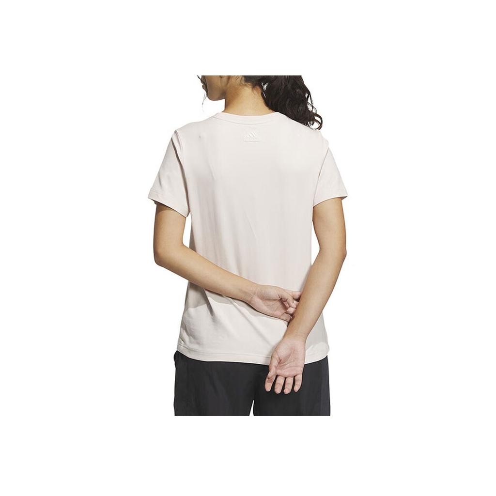 Adidas Printed Letter Casual Straight Round Neck Short Sleeve T-Shirt Women Tops Lotus IM8886