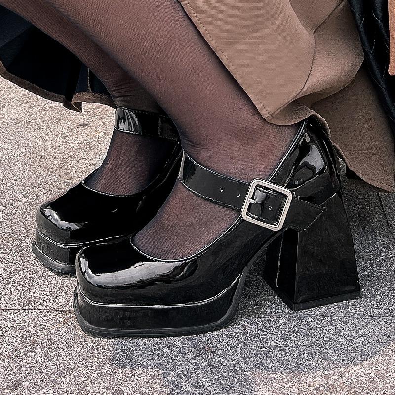Women's High Heels Pumps Mary Janes Shoes Platform Pink Black Red Heeled Working Party Dance Wedding Shoes Female Spring