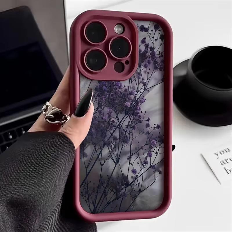 Purple Floral Phone Case For Motorola Moto Edge 70 50 Pro 60 Fusion 40 Neo G22 G24 G84 G86 G53 G14 G15 G35 G52 G60 G75 G54 Cover