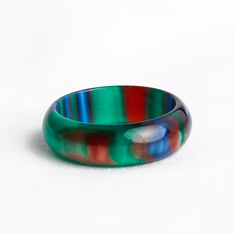 Colorful Rainbow Acrylic Resin Ring – Trendy European & American Style for Women