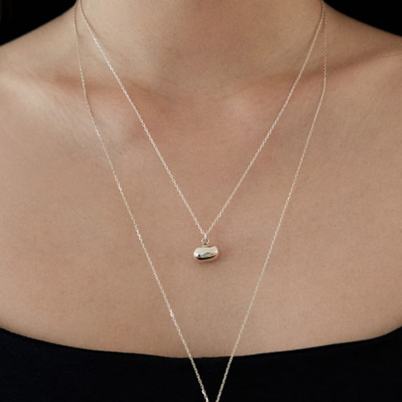 Etrive Bold Bean Necklace_Silver