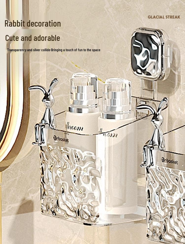 Stansfritt väggmonterat badrumsförvaringsställ: Kam, Rakhyvel, Tandborsthållare