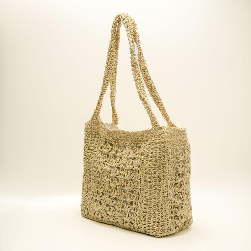 Neue lässige Strohtasche handgefertigte Häkeltasche hohle Schulter-Tragetasche Strandurlaub Strandtasche