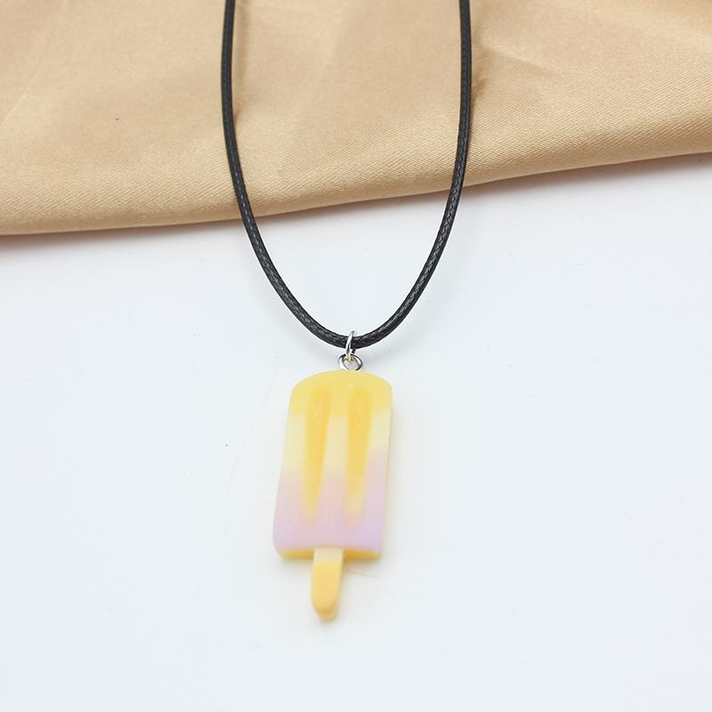 

Creative Simulation Gradient Ice Cream Popsicle Pendant Necklace Resin Food Personality Funny Clavicle Chain Collar Zircon