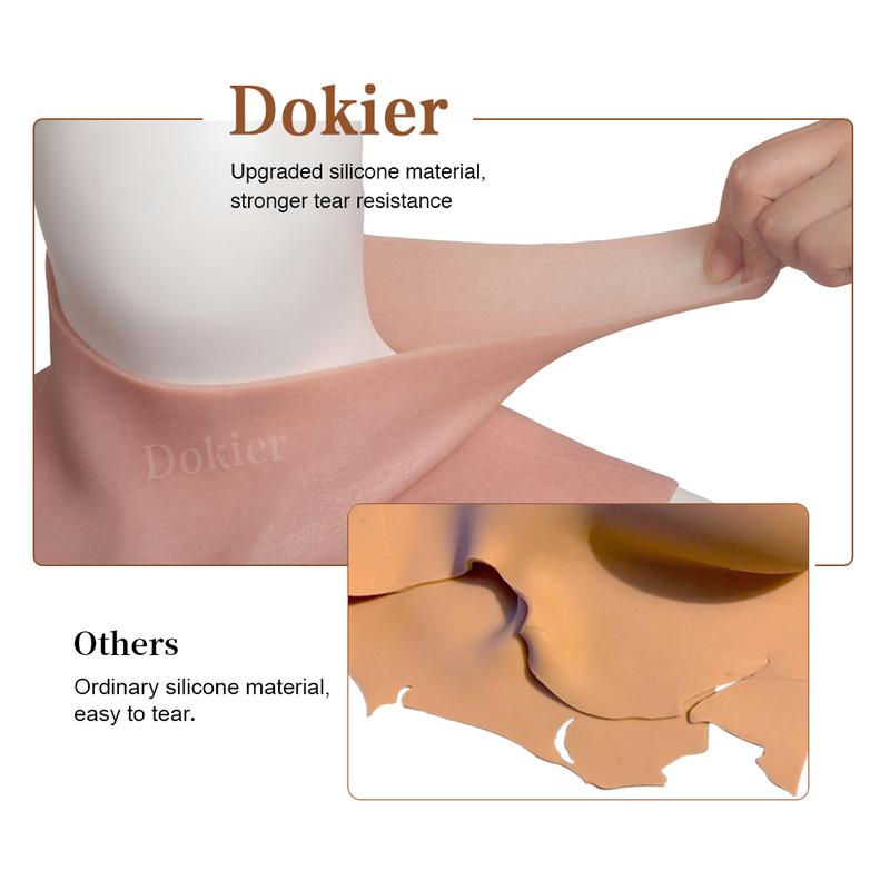 Dokier H R S Cup Oversize plus Realistic Silicone Breast Forms Fake Boobs Breast Plates[Round neck silicone filled boobs