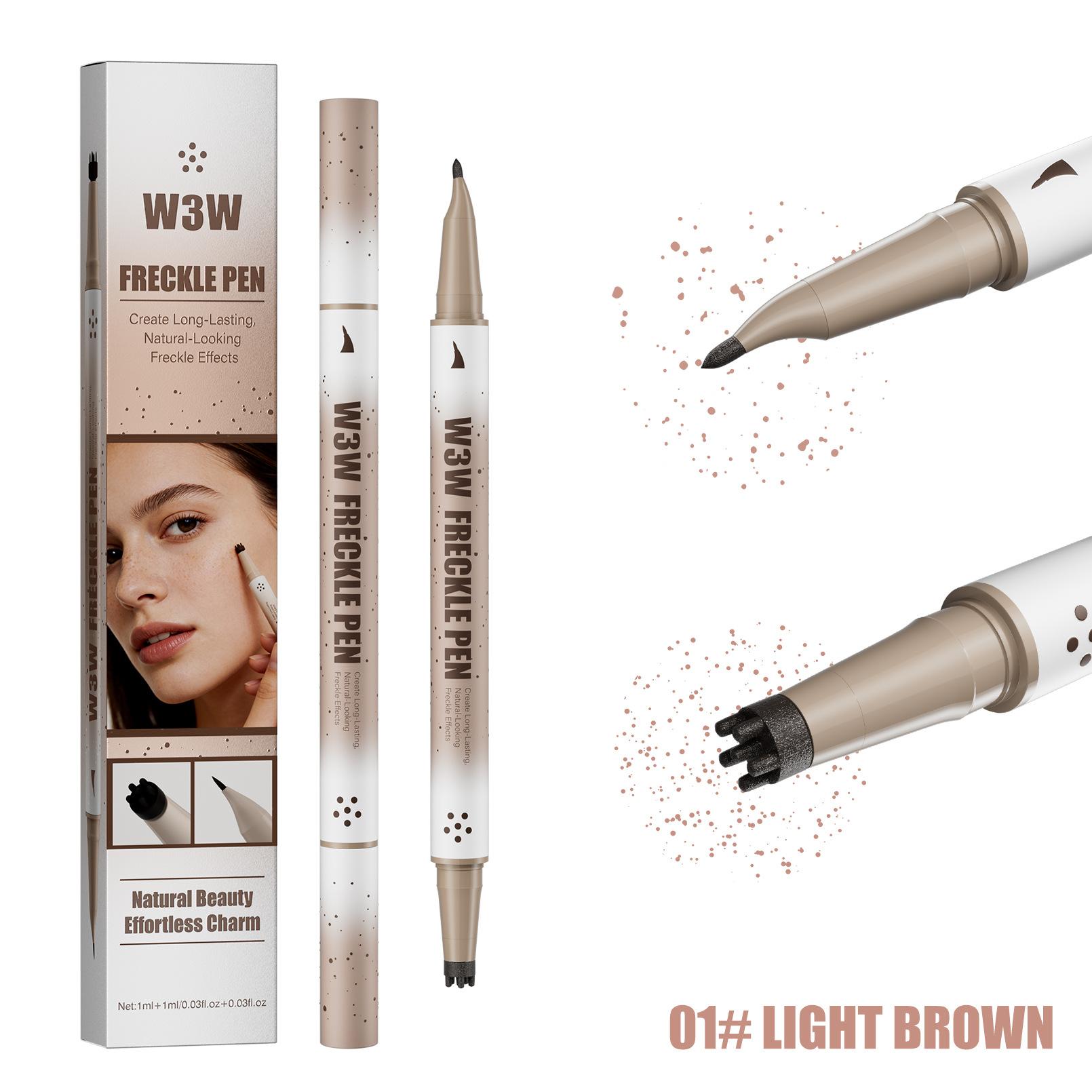 W3W Double Head Seal Freckle Pen Micro-Engraving Elbow Eyeliner Waterproof Anti-Smudge Long-Lasting Spot Freckle Pen 1ml+1ml