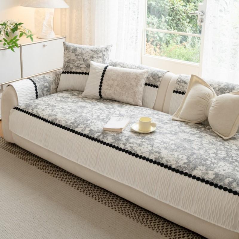 Non-Slip Sofa Protector Soft Anti-Skid Patchwork Sofa Mats Imitation Cotton Linen Sofa Armrests Cushion Sofa Cushion Cover