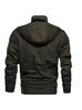 Brown 3D Pocket Casual Cotton Zipper Jacket - Thick, Warm, Loose Fit, Large Size