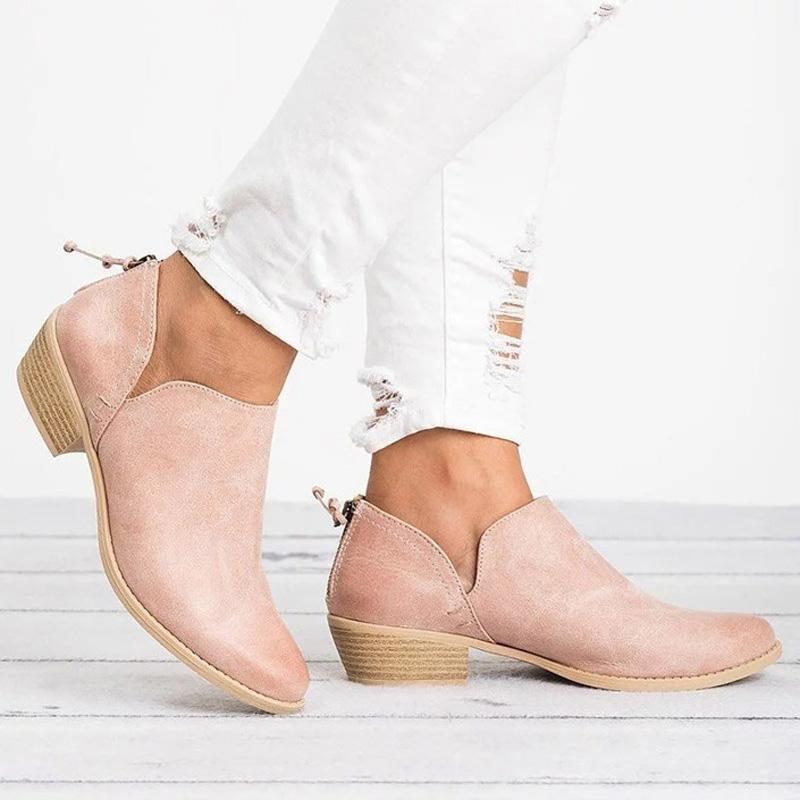 Women Shoes Fashion PU Leather Short Ankle Boots Pointed Toe Slip On Spring Autumn Shoes Woman Plus Size 35-44 botas WSH3397