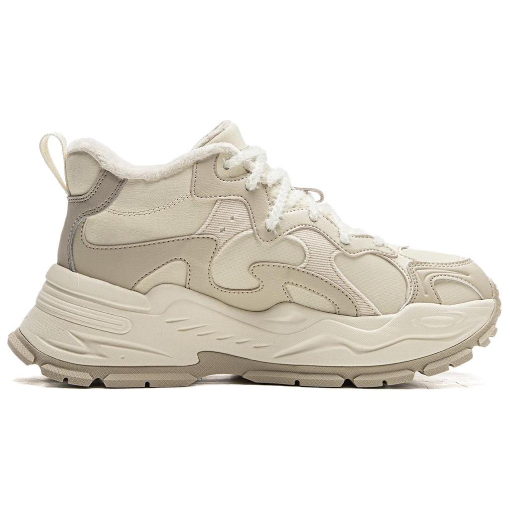 Li Ning Starry WNTR Simple Comfortable Durable Warm Mid-Top Lifestyle Casual Shoes Women Casual Shoes Light-Brown AGCV392-5