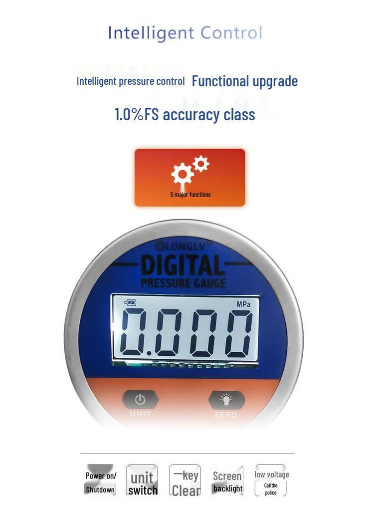 Longlv YL-809 Digital Pressure Gauge with Battery Display for Air and Hydraulic Use