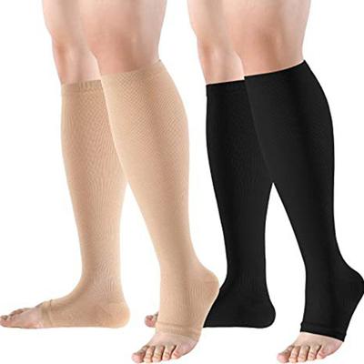 Medias de Compresión Médica Altas hasta el Muslo Para Venas Varicosas Calcetines de Presión Multifuncionales de Punta Abierta Calcetines para la Pantorrilla