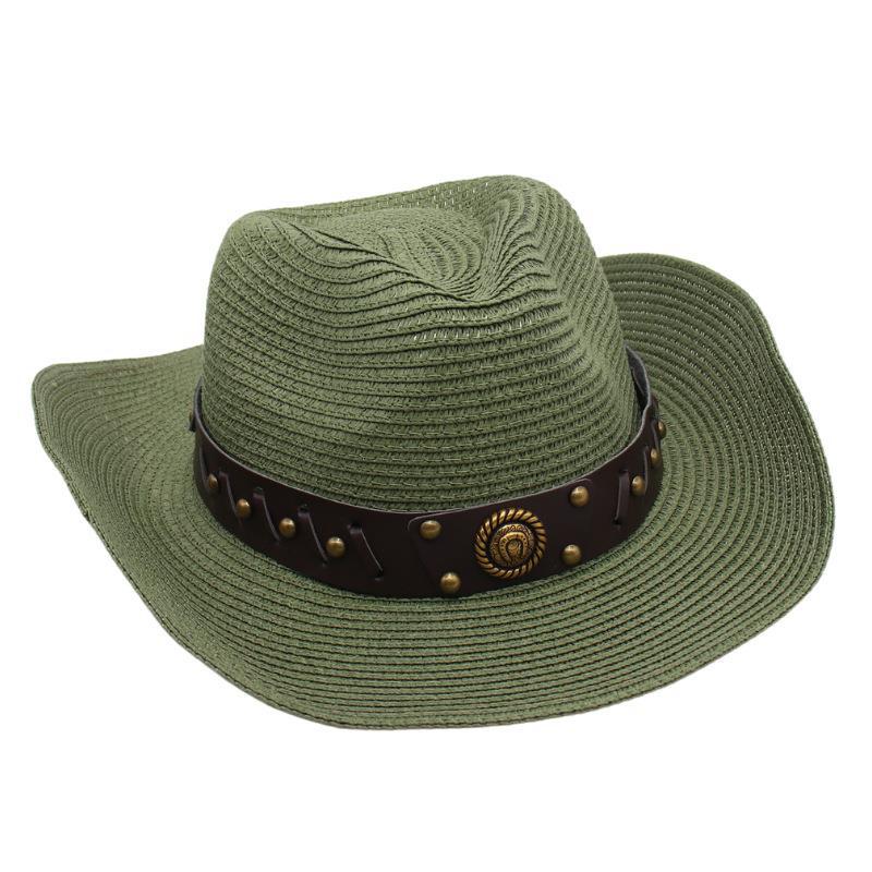 Flat Top Beach Hat Seaside Sun Hat Dome Vacation Rough Rim Panama Lafite Straw Hat