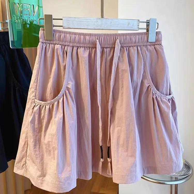 

Bottoms Fashion Womens Shorts Elastic Waist Casual Summer Short Mujer Pockets Korean Pants Pantalones Cortos Mujer XS розовый