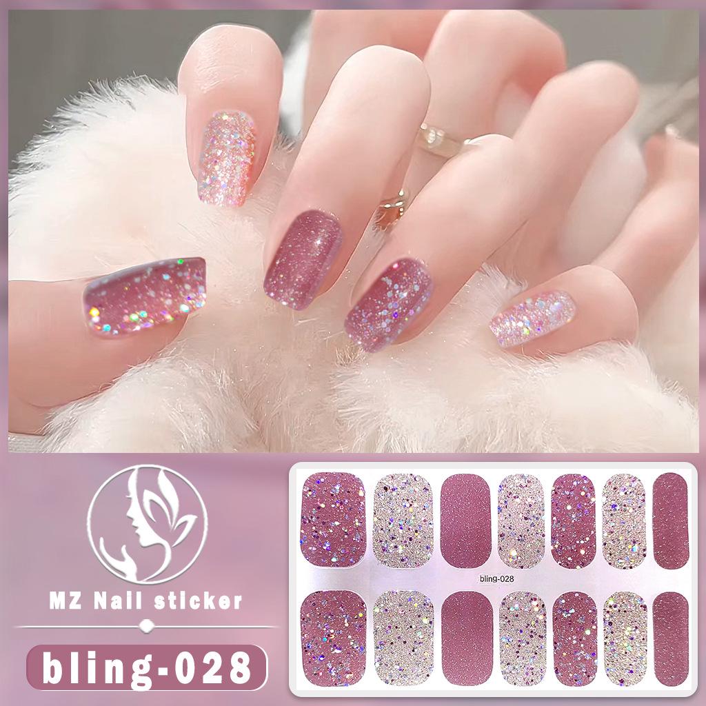Meizhi 14-Finger Bling Aurora Gel-Nagellack-Aufkleber – selbstklebend, wasserfest, siegelfrei