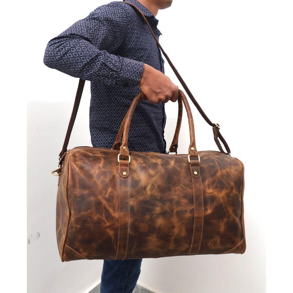 Leather Duffel Bag for Travel Buffalo Leather Weekender Outdoor Duffle Bag Carry On Holdall Groomsmen Best Man Wedding Gifts