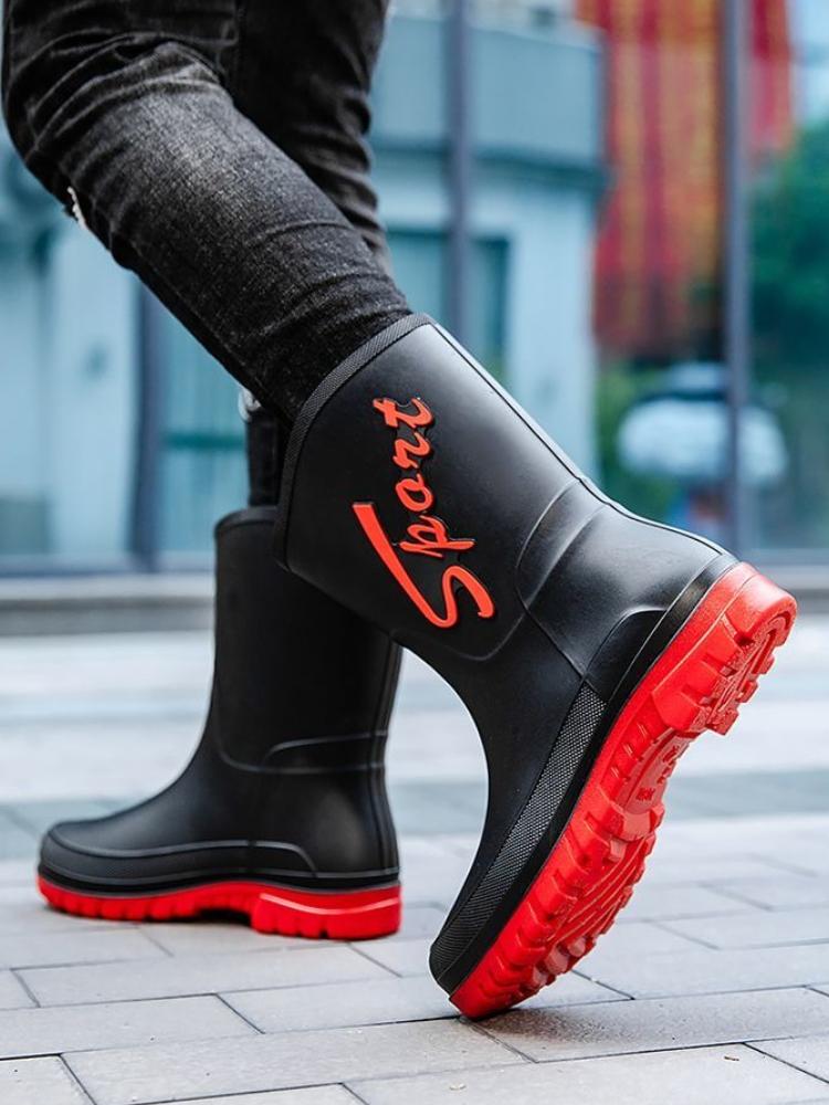 Non Slip Plus Big Size Half High Male Shoes Round Toe Fashion Wear-resistant Original Work Galoshes for City Men's Rain Boots