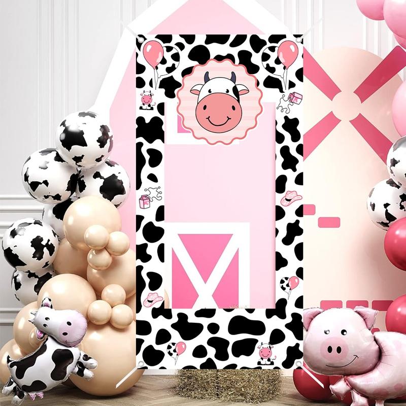 Cute Cow Theme Photo Booth Background Happy Birthday Decoration Farm Cow Birthday Decor Baby Shower Wedding Party Supplies