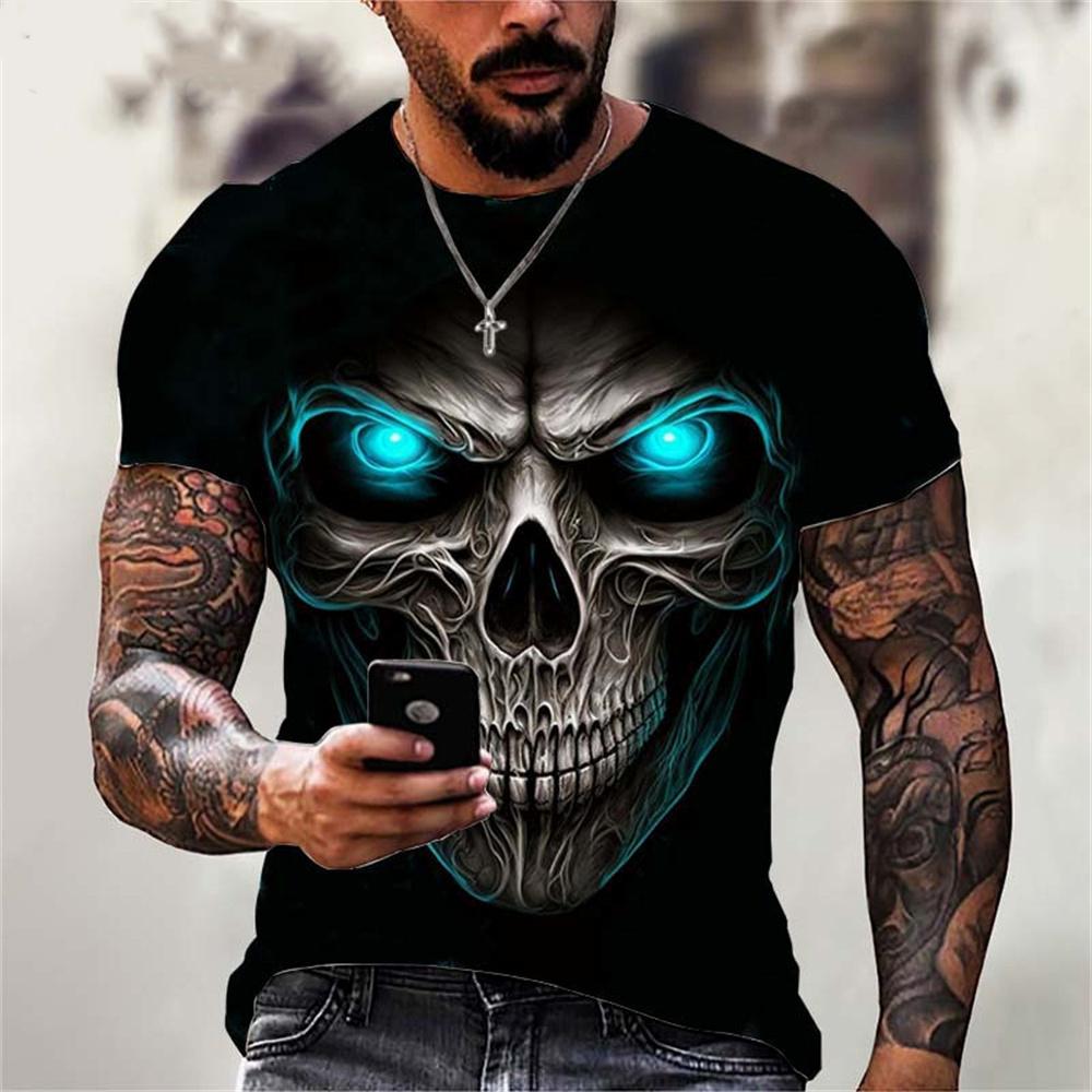 3D Printed T Shirt Men s Summer Vintage Skull Print Tops Devil Short Sleeve Fashion O Neck Street Men s Oversized T Shirts S