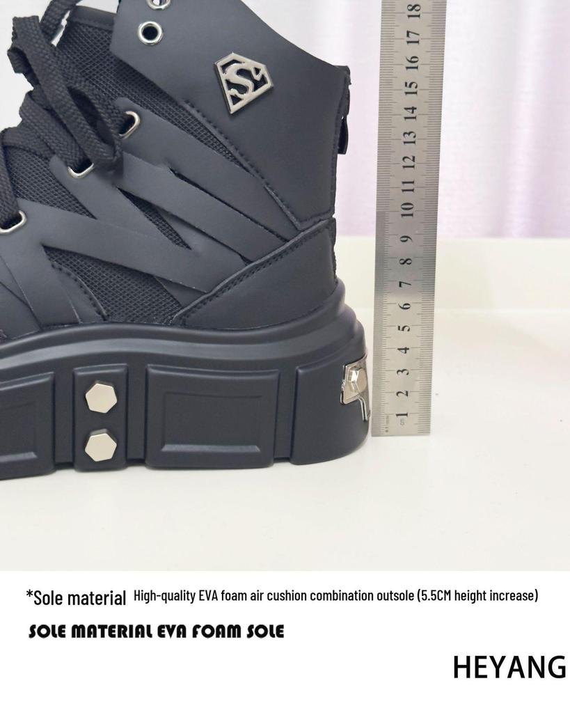 HEYANG Men's Fashion Height-Boosting Punk Boots - Thick-Soled Casual Design