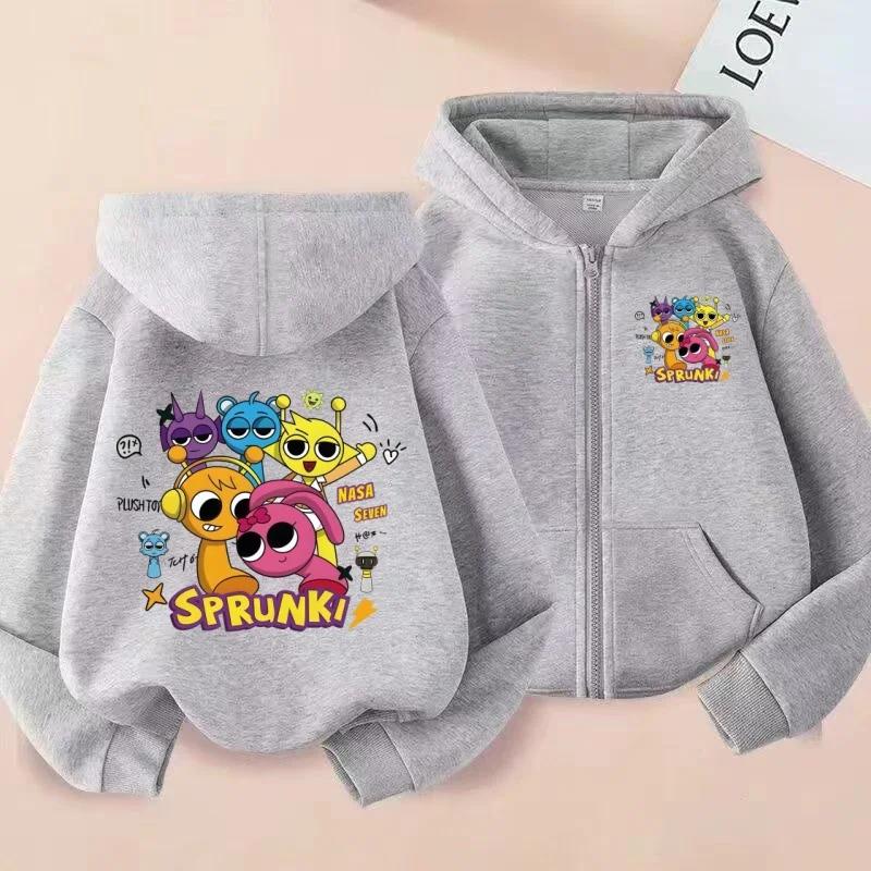 New Sprunki Rhythm Box Children's Zipper Hoodie, Unisex Cartoon Jacket for Boys and Girls, Fashion Trendy