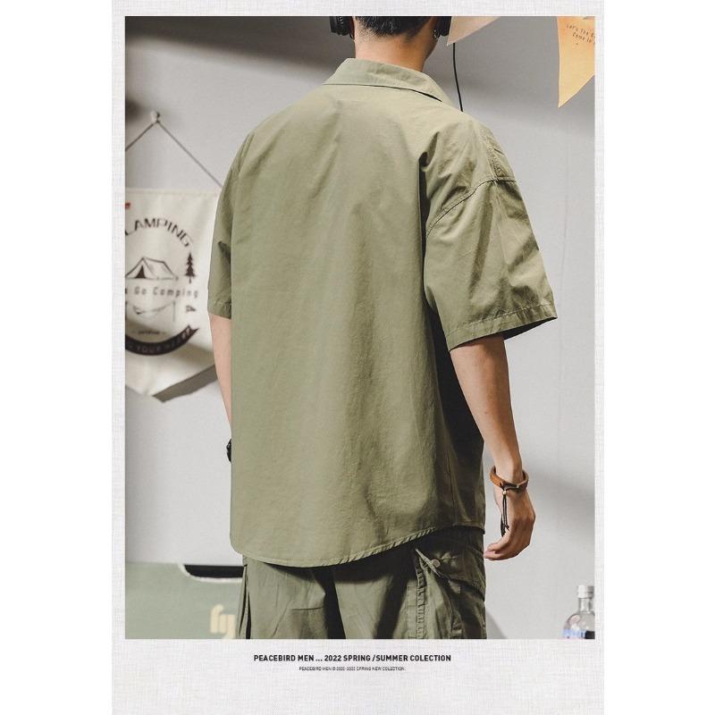 Men's Workwear Short Sleeve Button Down Shirt Casual Pocket Detail Loose Fit Streetwear Top
