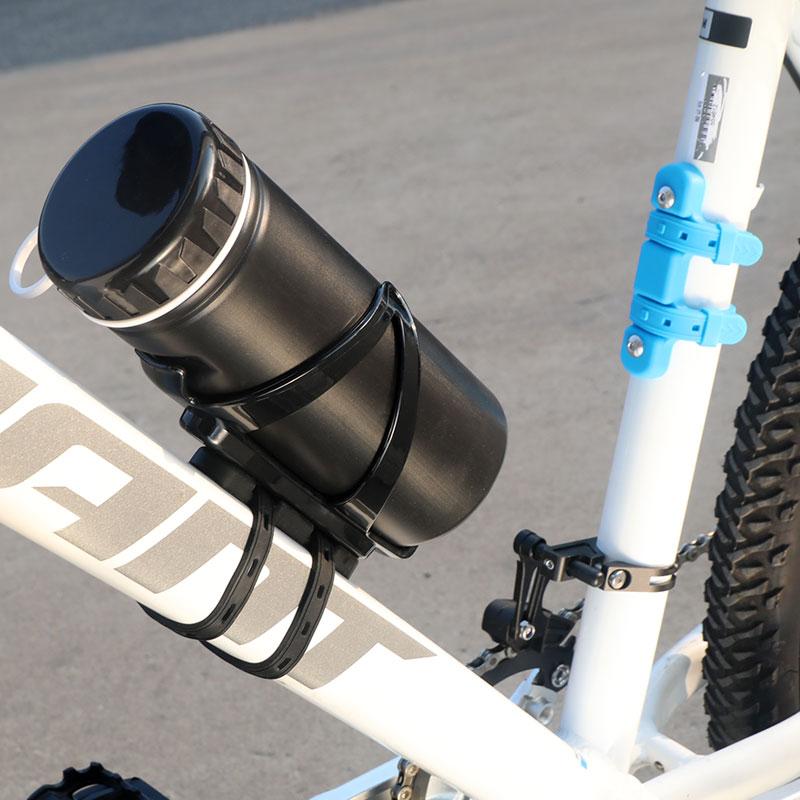 Wide Scope Bicycle Water Kettle Mount Adaptor Elastic Silicone Gel Bandage Bottle Cage Strap Seatpost Fork Frame Install 6