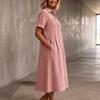Women Plaid Short Sleeve Shirt Dress Button Down Collared Midi Dress with Pockets Casual Loose Fit Summer Dress