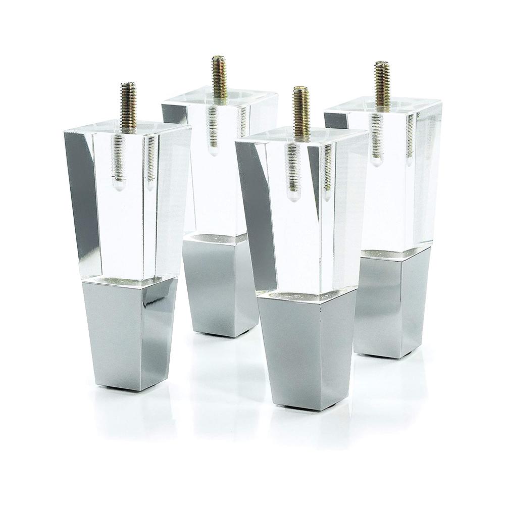 

Квадратні акрилові ніжки для меблів, змінні ніжки для шаф, сучасний прозорий декор, квадратні ніжки своїми руками, набір із 4 штук Silver 120mm