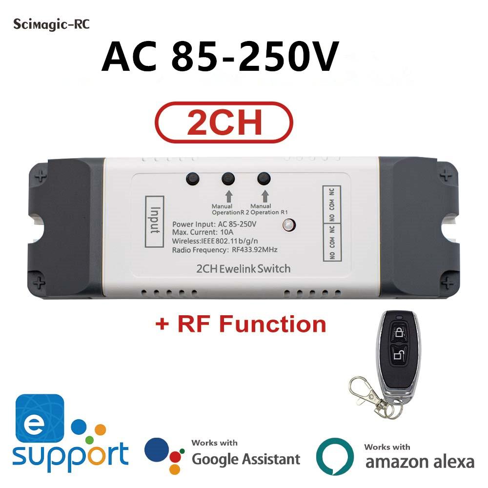 Wifi Wireless Switch Smart Module,2CH DC12V 32V AC 110V 220V,Inching Self-lock,RF433,NO,NC,COM.10A Relay,eWeLink APP Control