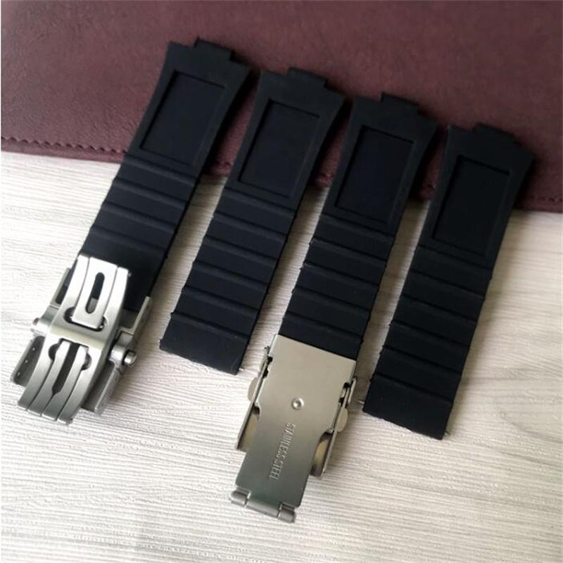 Classci Men's Convex Mouth Silicone Rubber Watchband 24x11mm Black Waterproof Resin Strap Fit For ORIs AQuis 733 Watch Stock